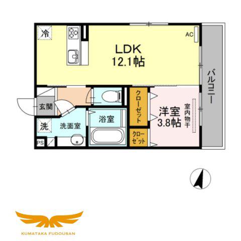 ラ・ティアラ(1LDK/3階)の間取り写真