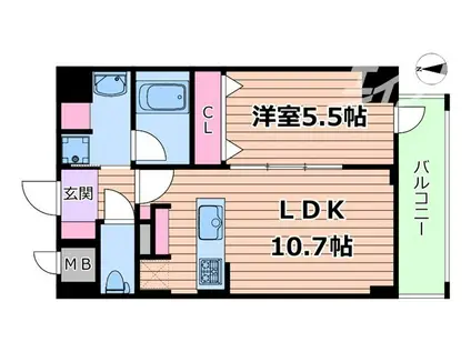 ハピネスガーデン新大阪(1LDK/9階)の間取り写真