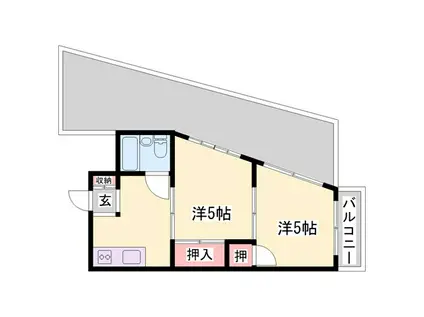 第61川辺ビル(1LDK/5階)の間取り写真