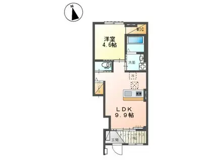 ラクードシャB(1LDK/1階)の間取り写真