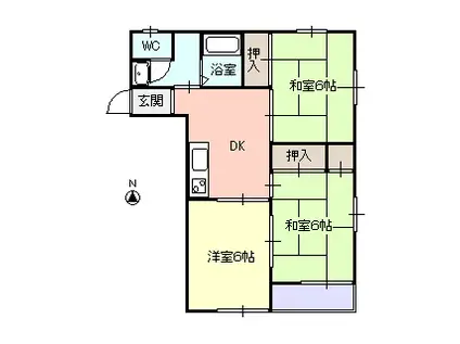 シンシア城西(3DK/2階)の間取り写真