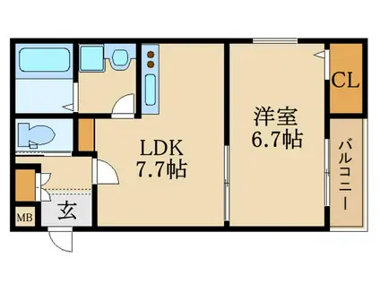 はびきの4丁目(1LDK/2階)の間取り写真