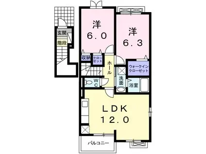 ルミナス スクエア(2LDK/2階)の間取り写真