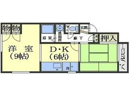 ラルジュNI(2DK/1階)の間取り写真