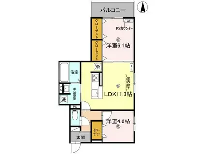 GRAMM北浜(2LDK/3階)の間取り写真