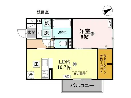 D-REGALO江守中(1LDK/1階)の間取り写真