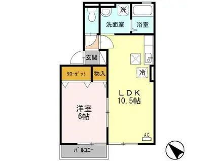 ニュー久原ハイツ(1LDK/1階)の間取り写真