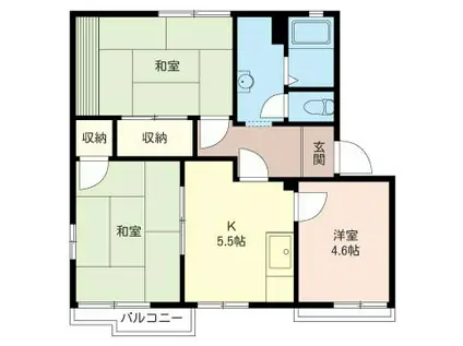 クレスト・イザワ B(3K/1階)の間取り写真