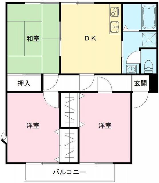 サニースクエア A棟(3DK/2階)の間取り写真