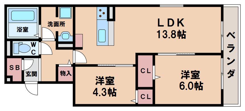 タカゼン文の里(2LDK/3階)の間取り写真