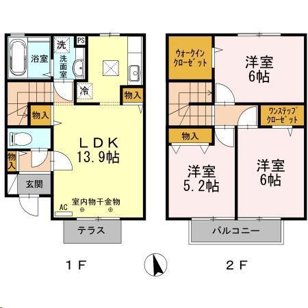クレアトールK I(3LDK/1階)の間取り写真