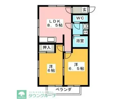 クリオコート西府IIC棟(2LDK/1階)の間取り写真