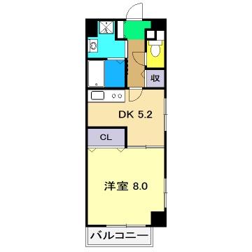 エルフィーノ(1DK/6階)の間取り写真
