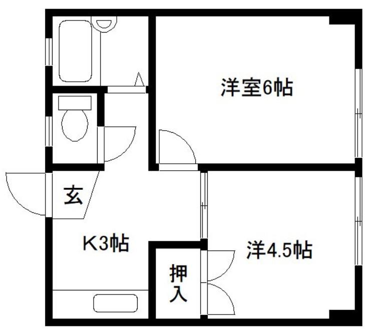 岩井マンション(2K/3階)の間取り写真