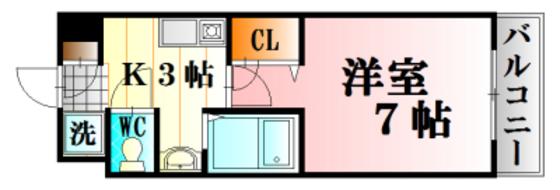 イマニシビル(1K/4階)の間取り写真