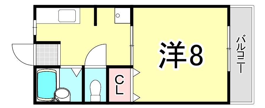 フォレストコート(1K/2階)の間取り写真