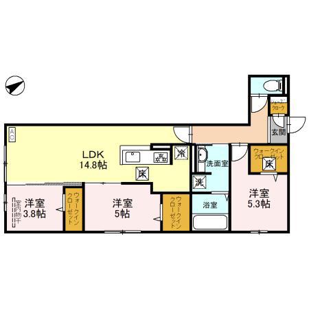 OESTE CASA(3LDK/1階)の間取り写真