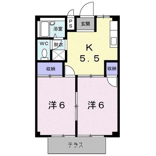 シティハイツTOMO A棟(2K/1階)の間取り写真