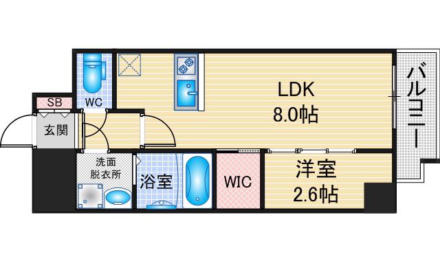 メイクスアート浄心(1LDK/8階)の間取り写真