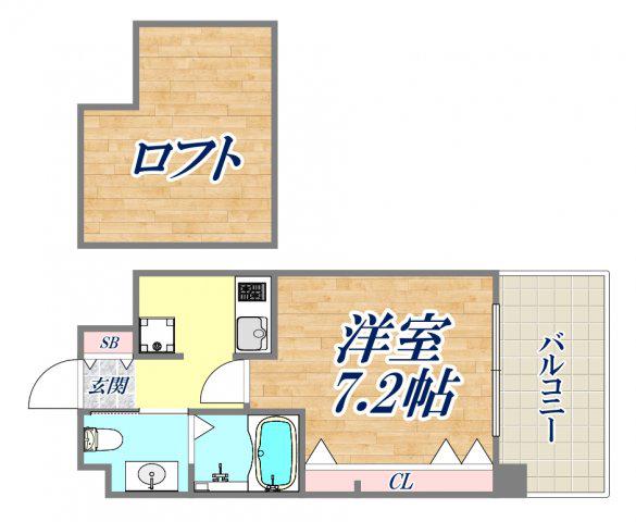 W.O.B.ROKKOHMICHI(1K/8階)の間取り写真