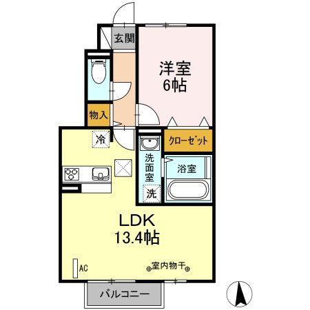 プリマヴェーラ I(1LDK/1階)の間取り写真