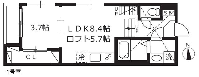 メゾン エトア(1LDK/1階)の間取り写真
