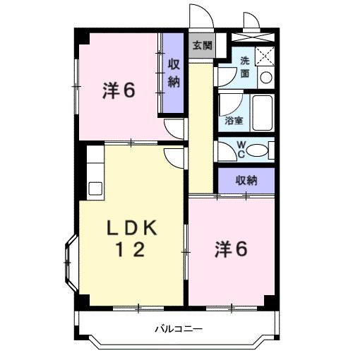 メルヴェール昆陽(2LDK/4階)の間取り写真