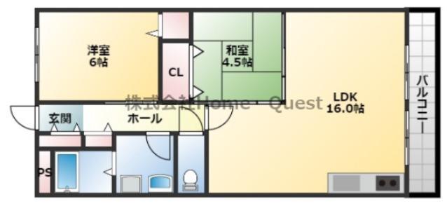 第3コーポ平野(2LDK/3階)の間取り写真