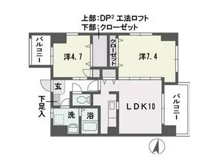 ティサ―ジュ平尾(2LDK/7階)の間取り写真