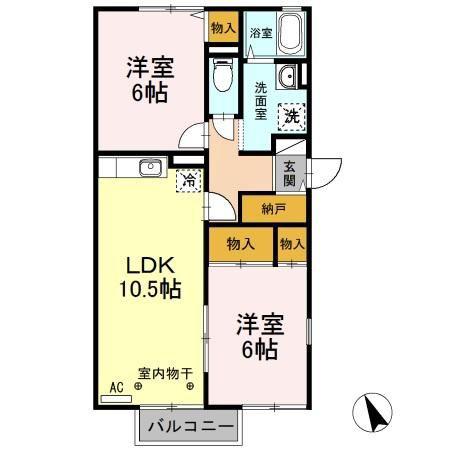 サンライトI(2LDK/2階)の間取り写真