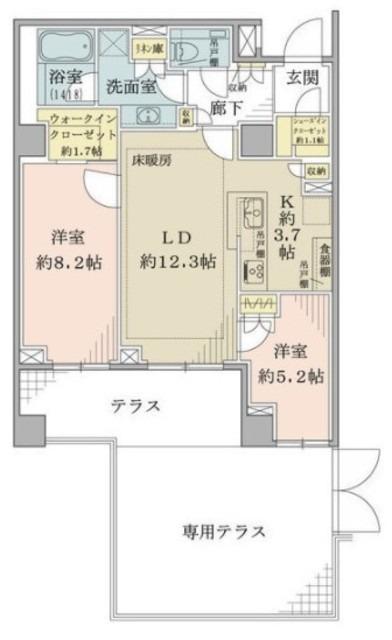 ザ・パークハウス吉祥寺(2LDK/1階)の間取り写真