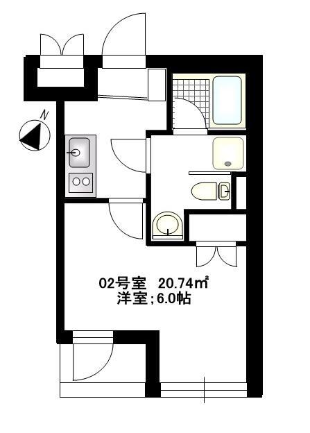 BCASA MODERNA(1K/2階)の間取り写真