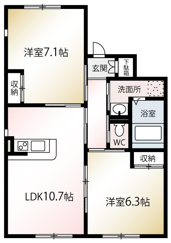 ストーンコートヴィラ1番館(2LDK/1階)の間取り写真