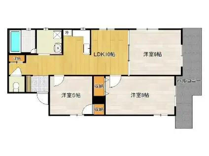 アベニール西I(3LDK/4階)の間取り写真