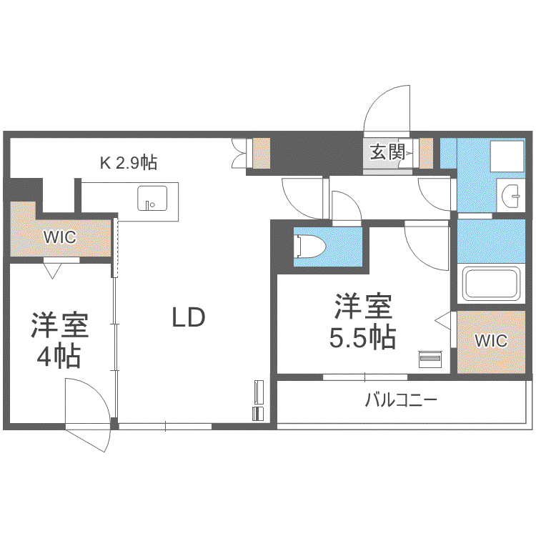 アルファスクエア菊水2条(2LDK/4階)の間取り写真