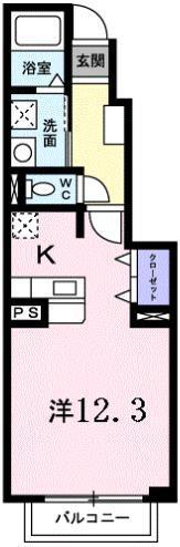 ナリッシュA(ワンルーム/1階)の間取り写真
