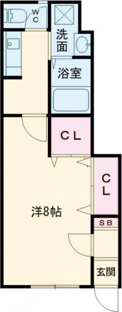 ハウスINモデラート(1K/1階)の間取り写真