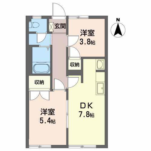 フレグランス菜恵C(2DK/1階)の間取り写真