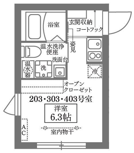COCOCUBE洗足池(ワンルーム/2階)の間取り写真