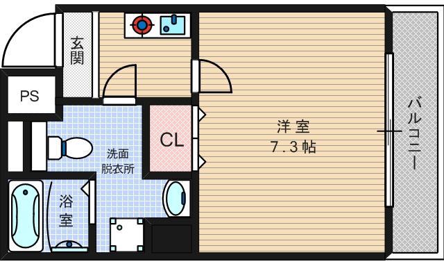 レジデア西本町(1K/11階)の間取り写真