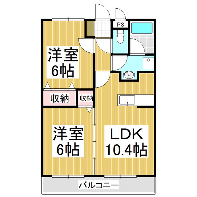 ウィング(2LDK/3階)の間取り写真