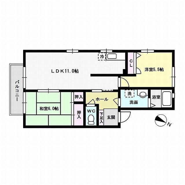 ベジタブルR・Y・A(2LDK/2階)の間取り写真