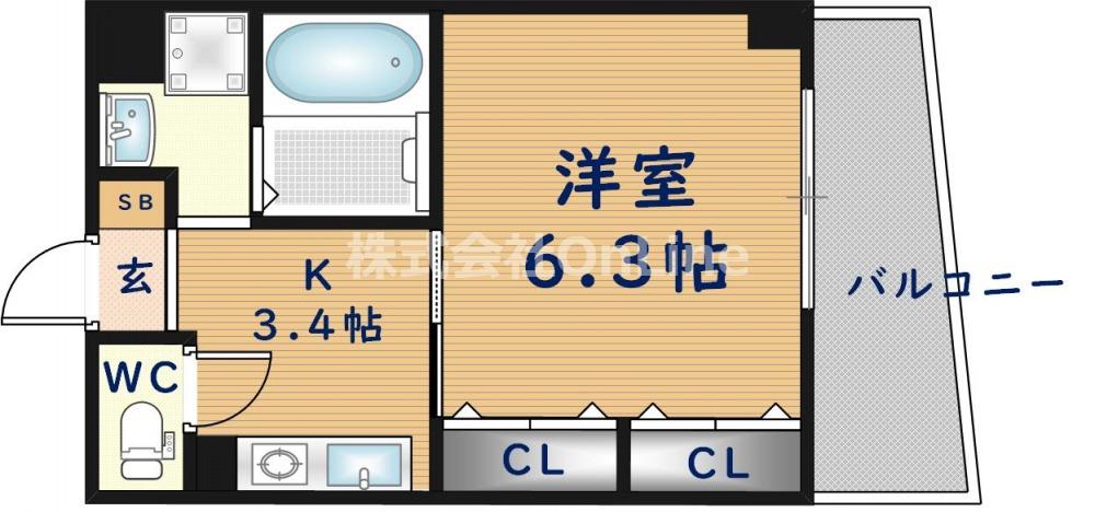 ダーナパル(1K/2階)の間取り写真