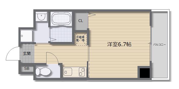 エスリード弁天町南(1K/4階)の間取り写真