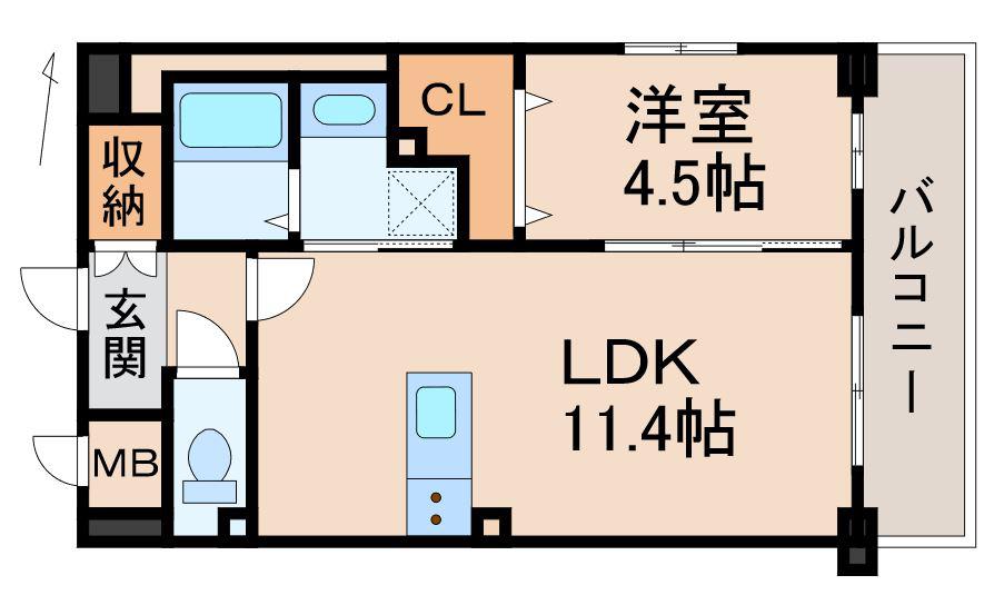 ノイエ・スード(1LDK/3階)の間取り写真