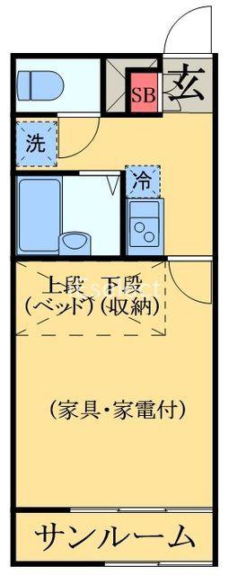 LPバンビーノ花輪(1K/2階)の間取り写真