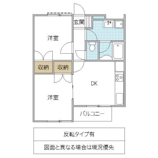第一パークハイツE棟(2DK/2階)の間取り写真