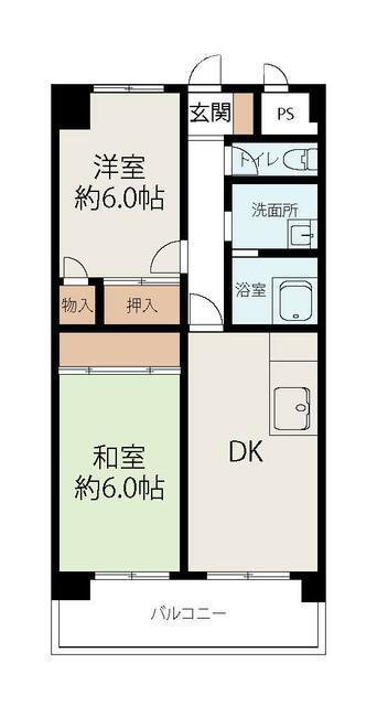 レジデンスサクラ(2DK/3階)の間取り写真