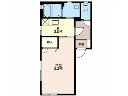 メルベールA(1K/2階)の間取り写真