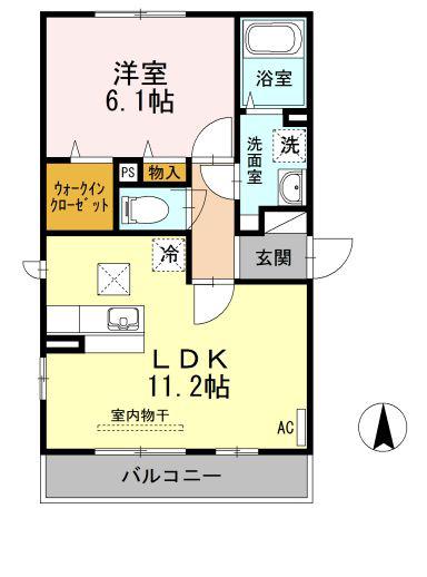 ディアハウス(1LDK/1階)の間取り写真